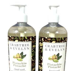 (2) Crabtree & Evelyn Pistachios Liquid Hand Soap Wash 16.9 oz